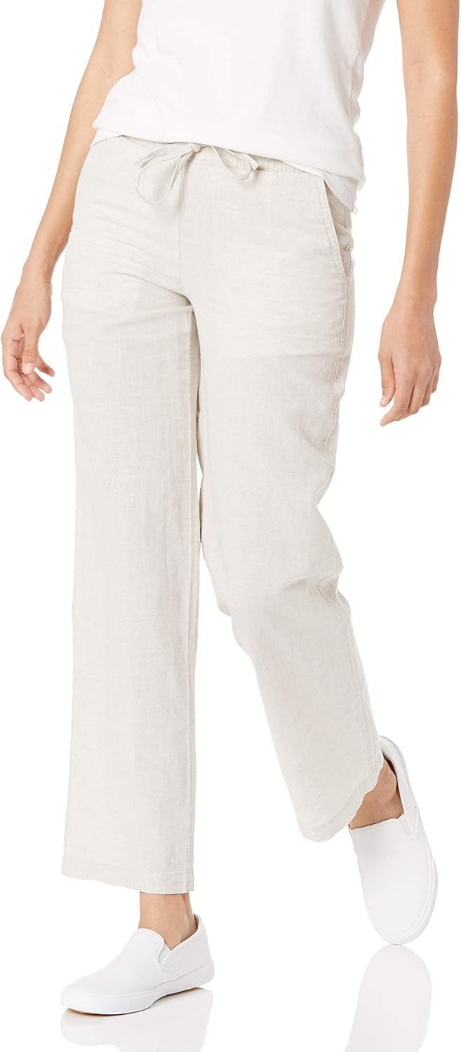 Amazon Essentials linen blend wide-leg drawstring pant in black