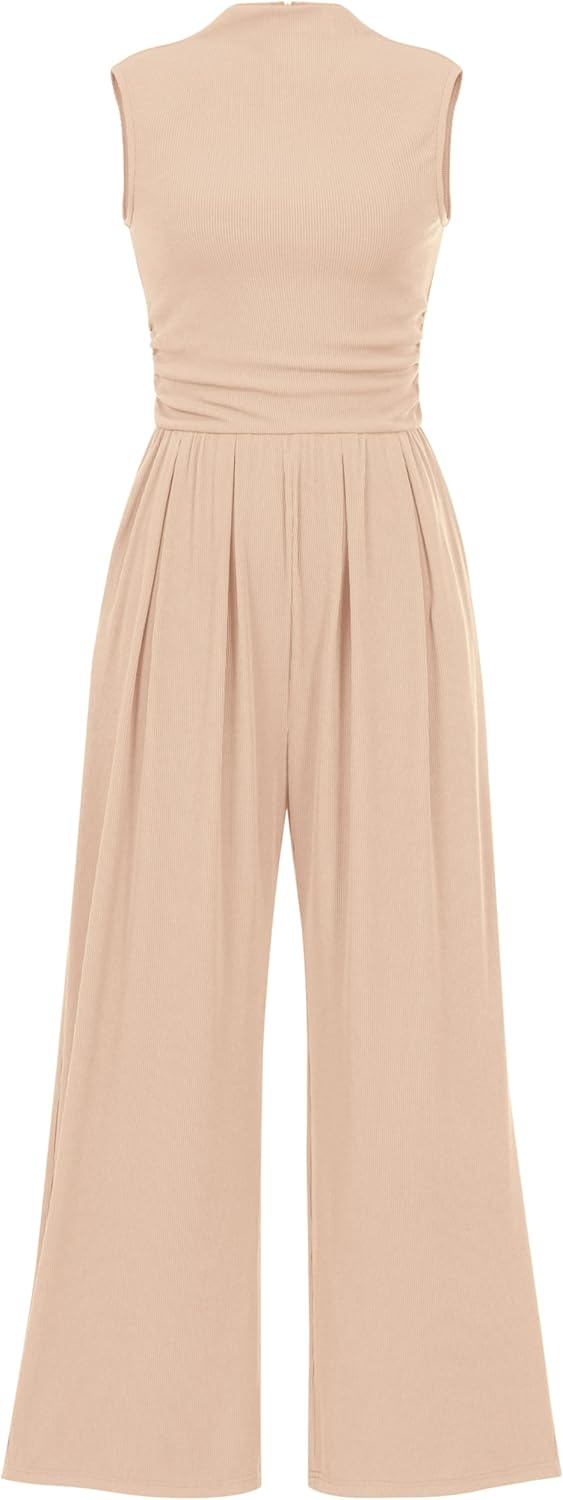 PRETTYGARDEN sleeveless wide-leg summer jumpsuit